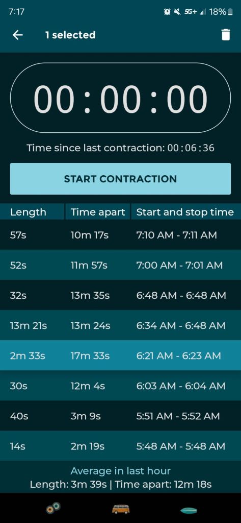 contraction timer app screenshot | zenified healing